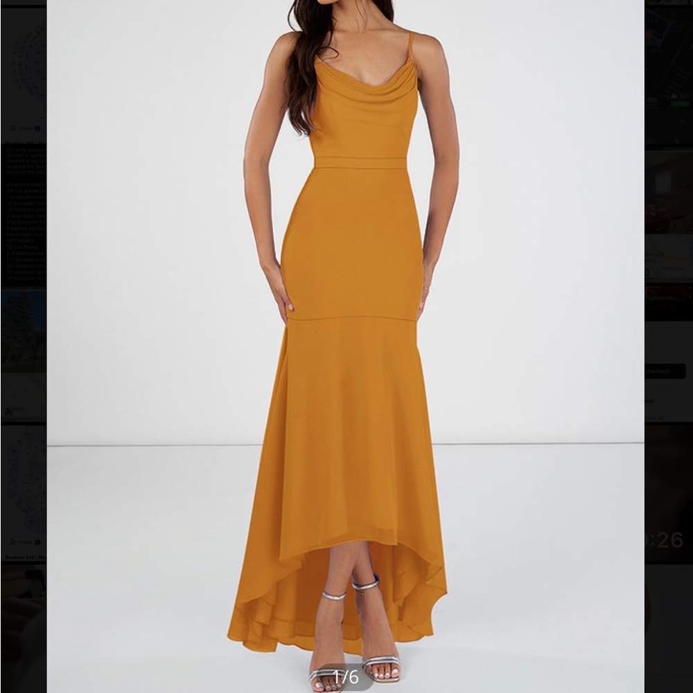 Azazie Butterscotch Bridesmaid Dress Size 2